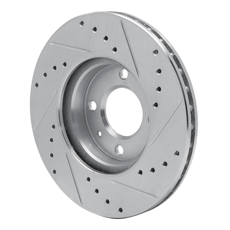 Dodge Attitude Brake Rotor (1) - Front Left - R1 Concepts - Drilled & Slotted - Silver - `06-`12